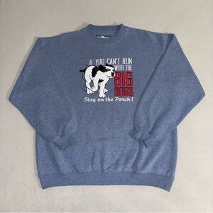 Vintage Big Dogs Embroidered Heather Blue Sweatshirt Size XL Streetwear Y2K